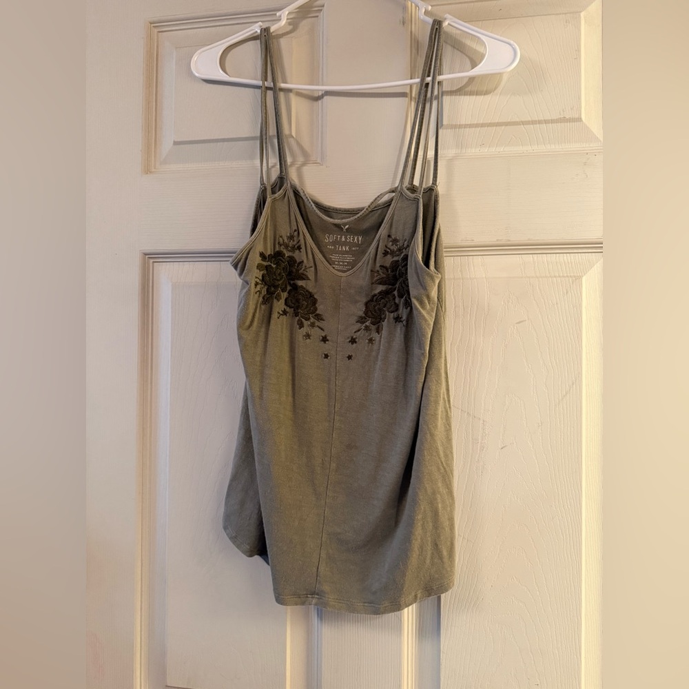 American Eagle Floral Embroidered Tank Top